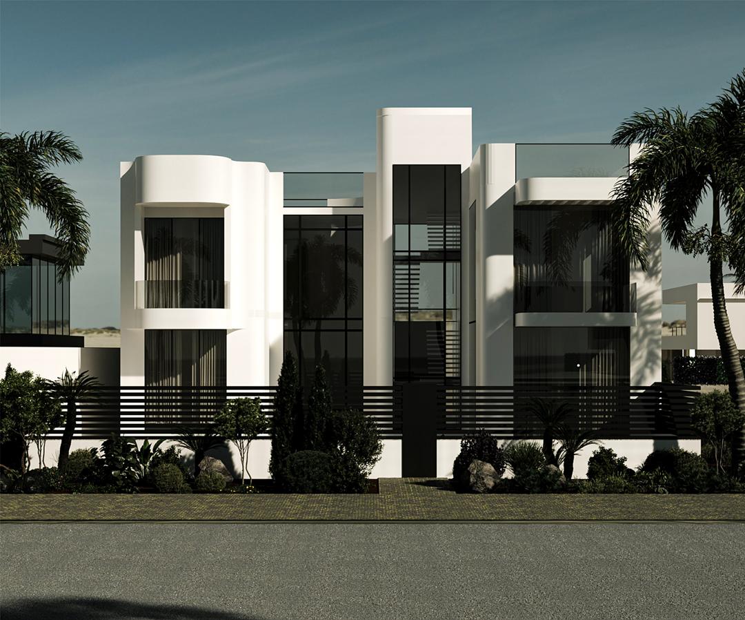 Modern villa landscape with garden and greenery | Caraco Building Contracting