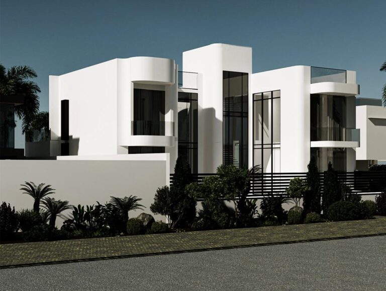 Modern villa landscape with garden and greenery | Caraco Building Contracting