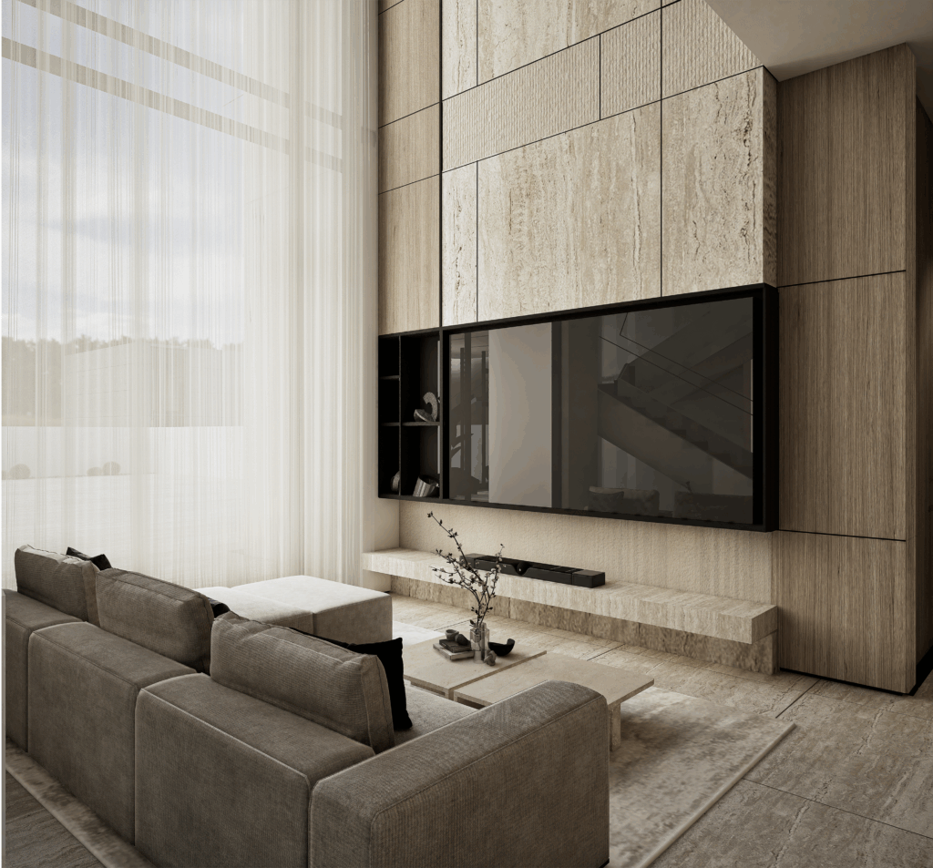 Cozy TV room with modern entertainment setup and comfortable seating | Caraco Building Contracting