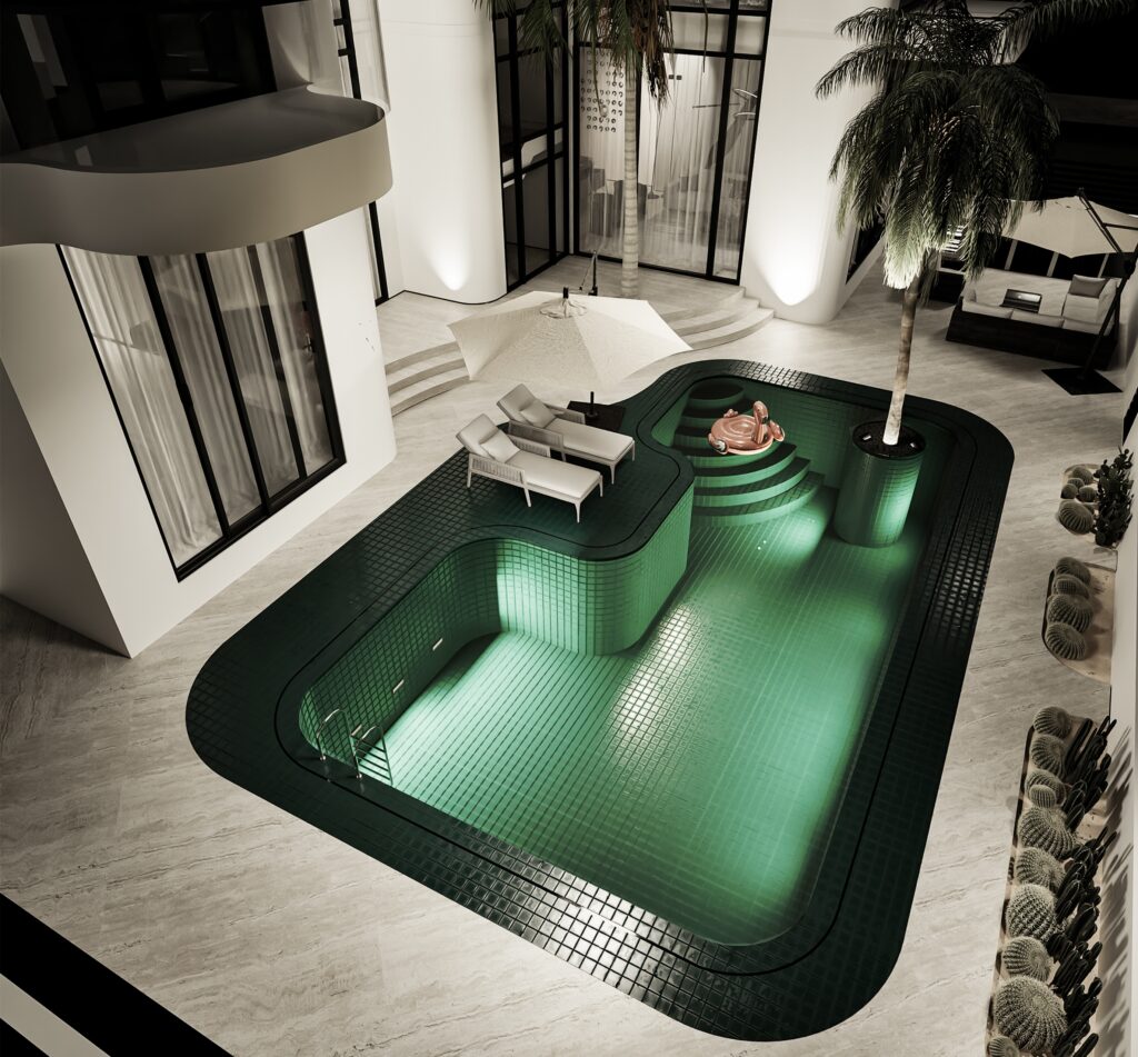 Outdoor swimming pool with deck and lounge area | Caraco Building Contracting